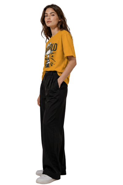 Crazy World | Women's Mustard T-shirt | Cartoon