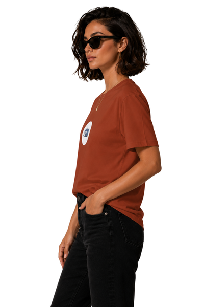 Sleepy Penguin | Women's Rust T-shirt | Cartoon
