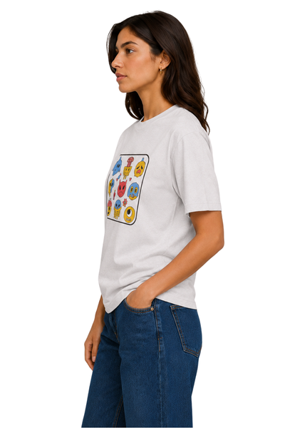 Mood Monsters | Women's Off-White T-shirt | Cartoon