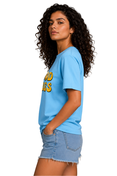 Good Vibes | Women's SkyBlue T-shirt | Cartoon