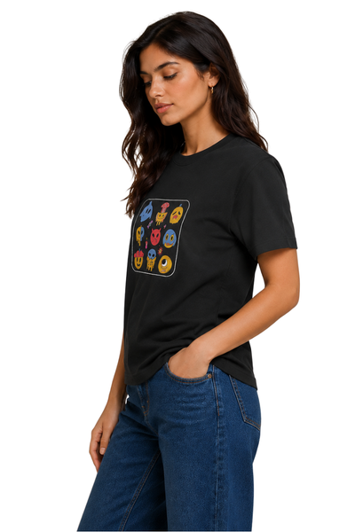 Mood Monsters | Women's Black T-shirt | Cartoon