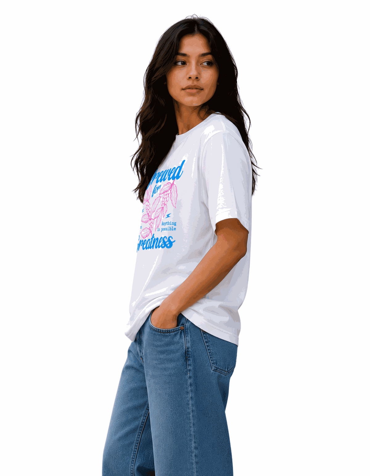 Brewed Greatness | Women's Off-White T-shirt | Coffee