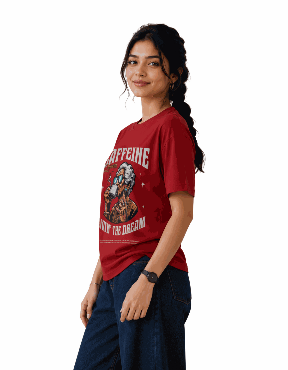 Caffeine Livin Dream | Women's Red T-shirt | Coffee