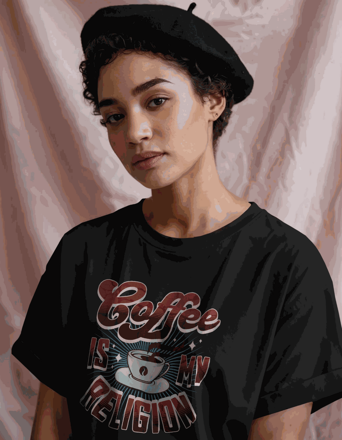 Coffee Is My Religion | Women's Black T-shirt | Coffee