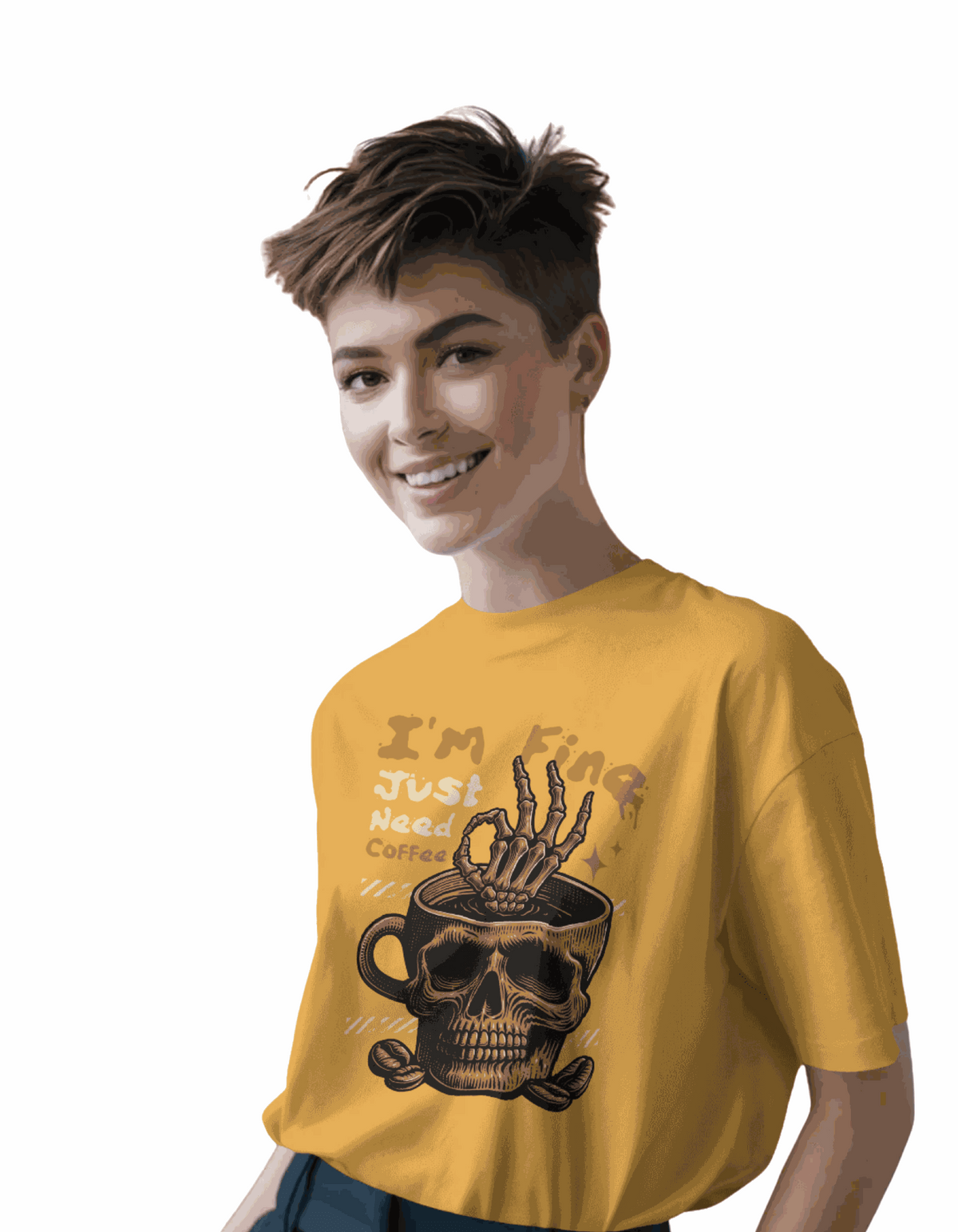Just Need Coffee | Women's Mustard T-shirt | Coffee
