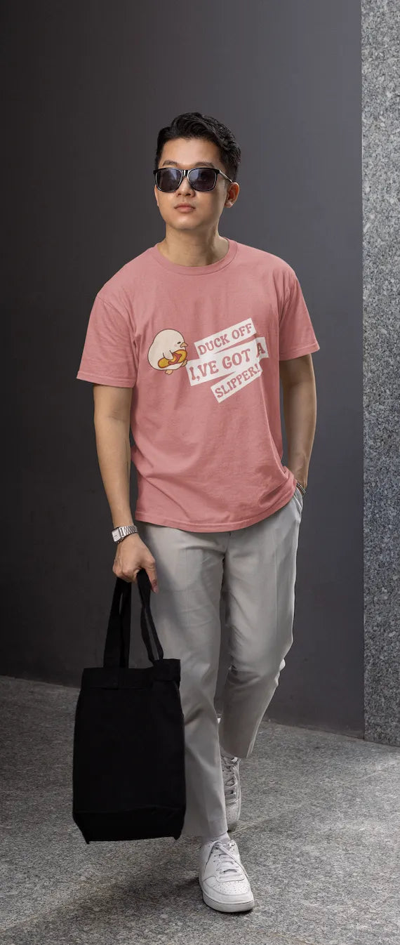 "Duck Off_I_VE Got a Slipper" | Men 's T-Shirt for Love For Animals