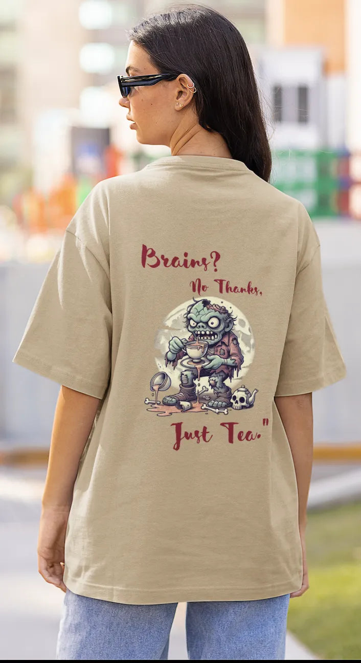 "Brains? No Thanks, Just Tea" | Women’s T-shirt for Tea Lovers