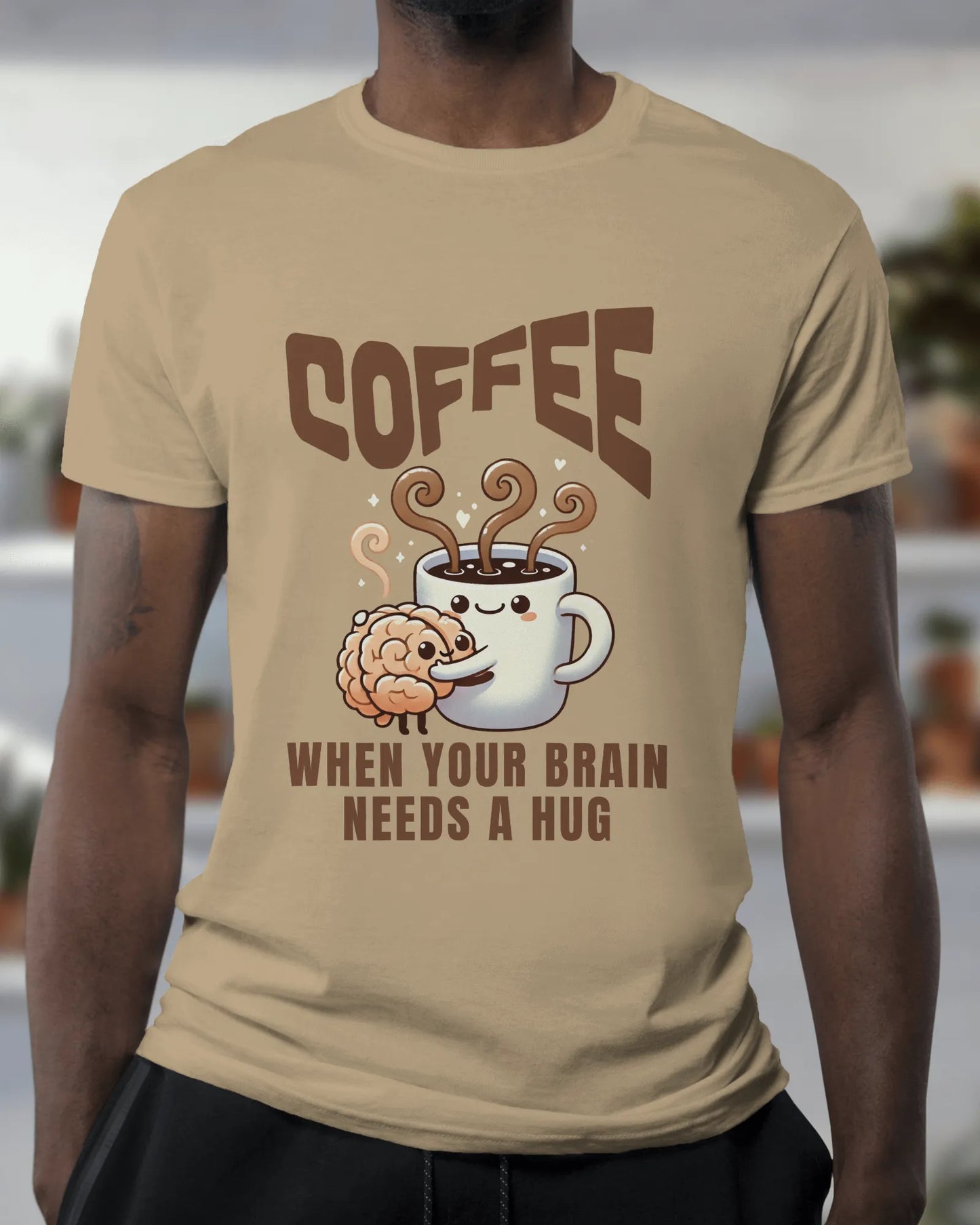 "Coffee - When Your Brain Needs A Hug" | Men’s Coffee Lovers T-shirt