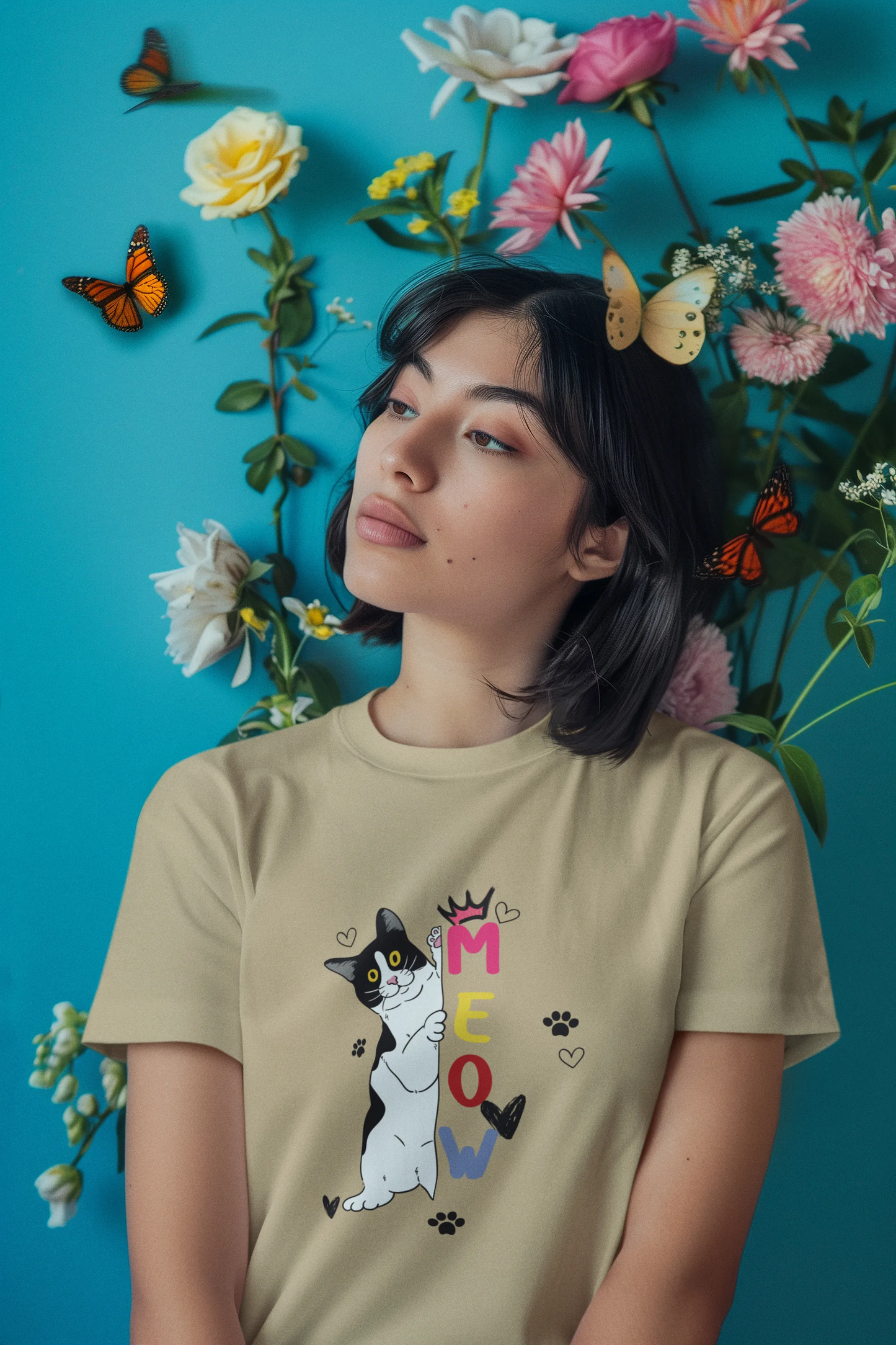 "Cute Cartoon Cat MEOW T-Shirt – Funny Kitty Graphic Tee for Cat Lovers" | Women’s T-shirt for Animal Lovers