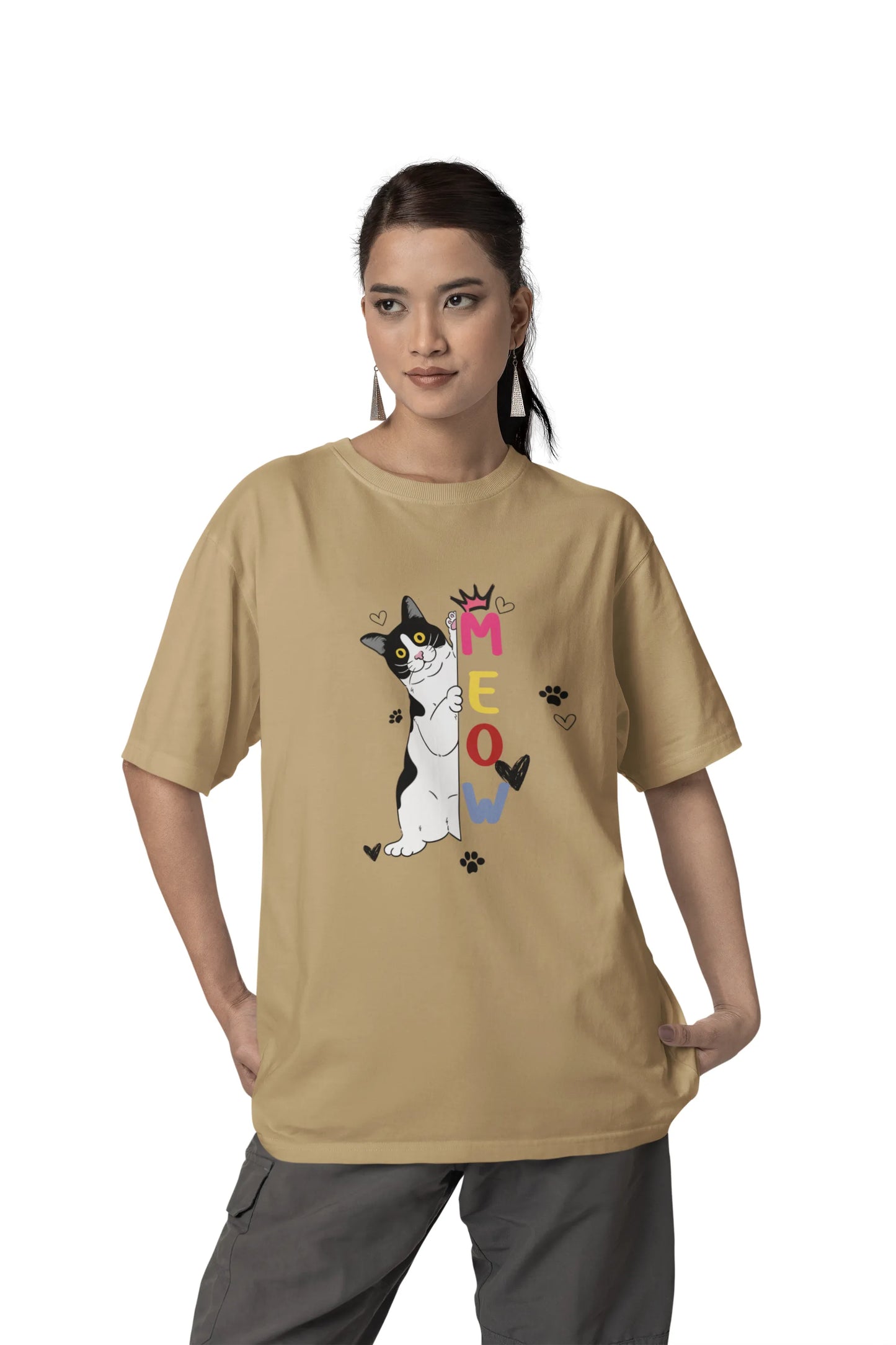 "Cute Cartoon Cat MEOW T-Shirt – Funny Kitty Graphic Tee for Cat Lovers" | Women’s T-shirt for Animal Lovers