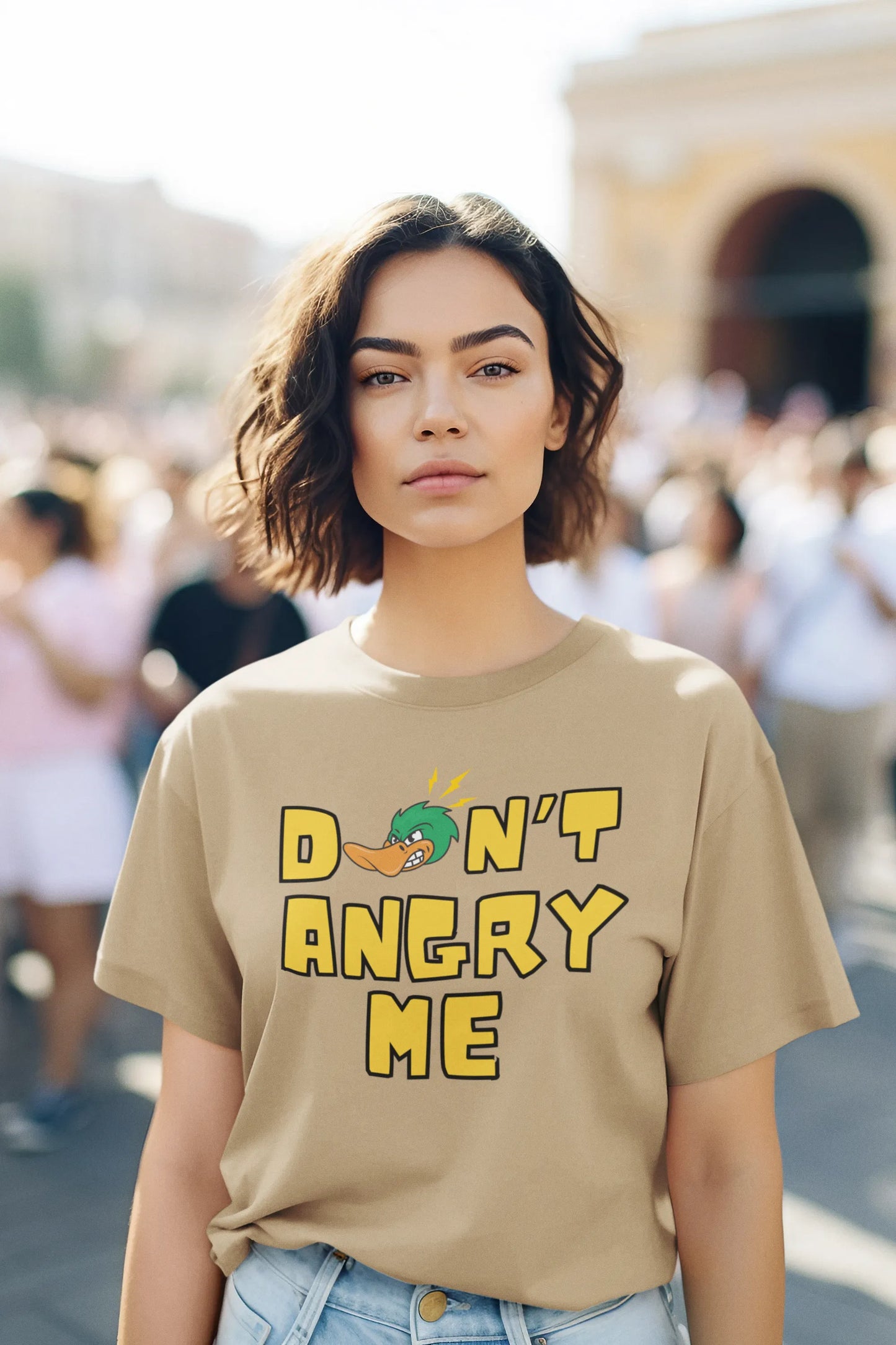"Don’t Angry Me – Angry Duck Attitude T-Shirt" | Women’s T-shirt for Animal Lovers