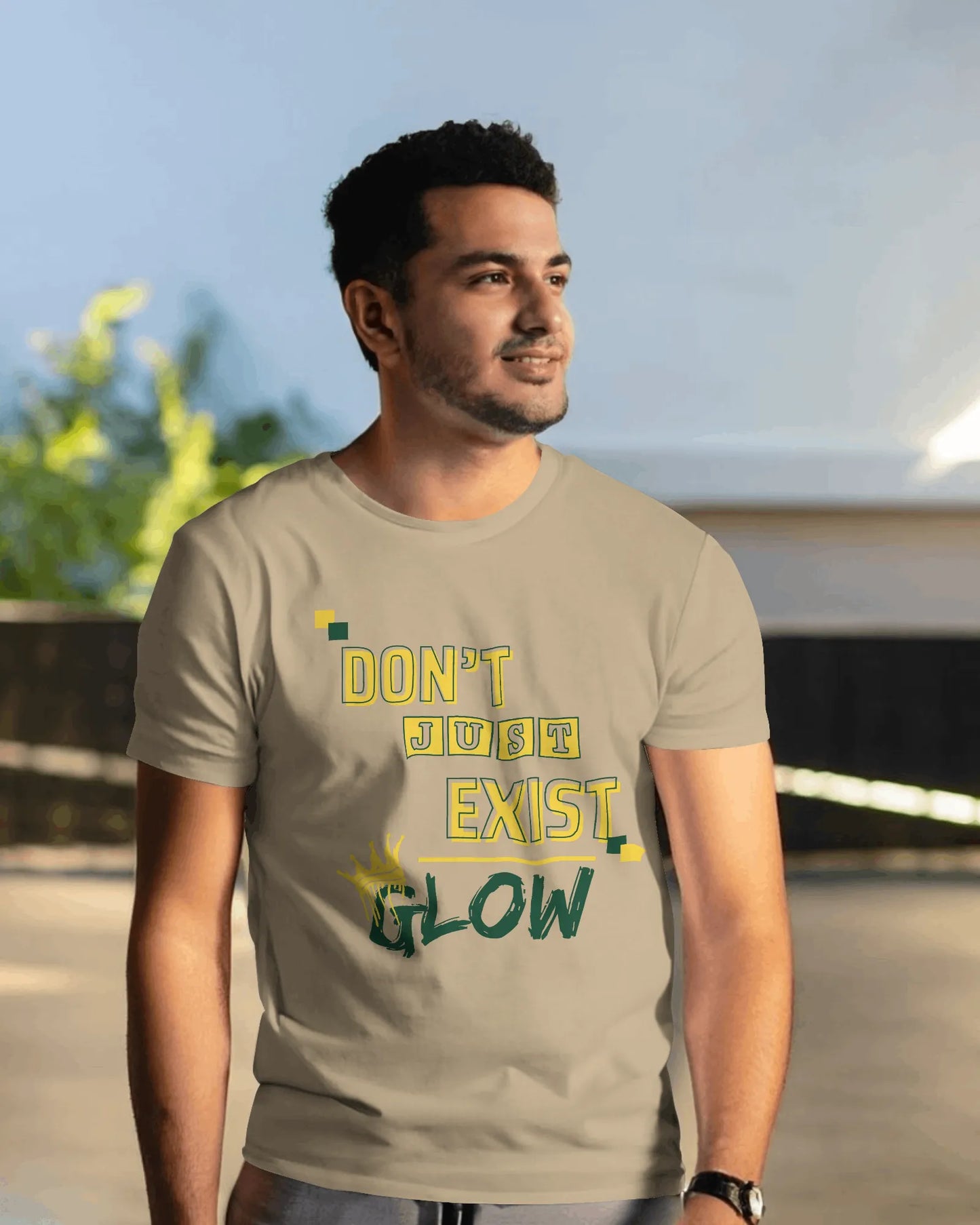 "Don't Just Exist - Glow" | Men’s Motivational T-shirt