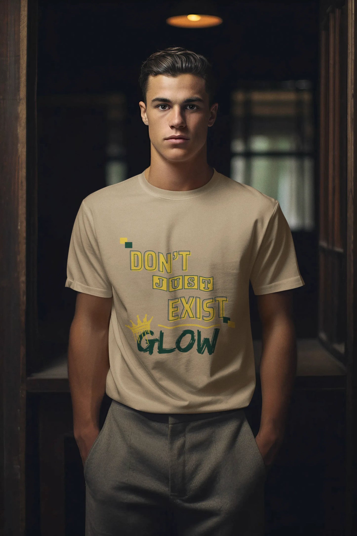 "Don't Just Exist - Glow" | Men’s Motivational T-shirt