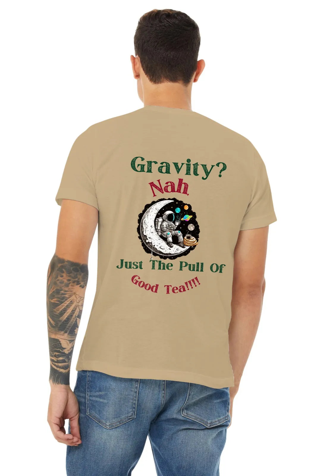 "Gravity? Nah - Just The Pull of Good Tea" | Men’s T-shirt for Tea Lovers