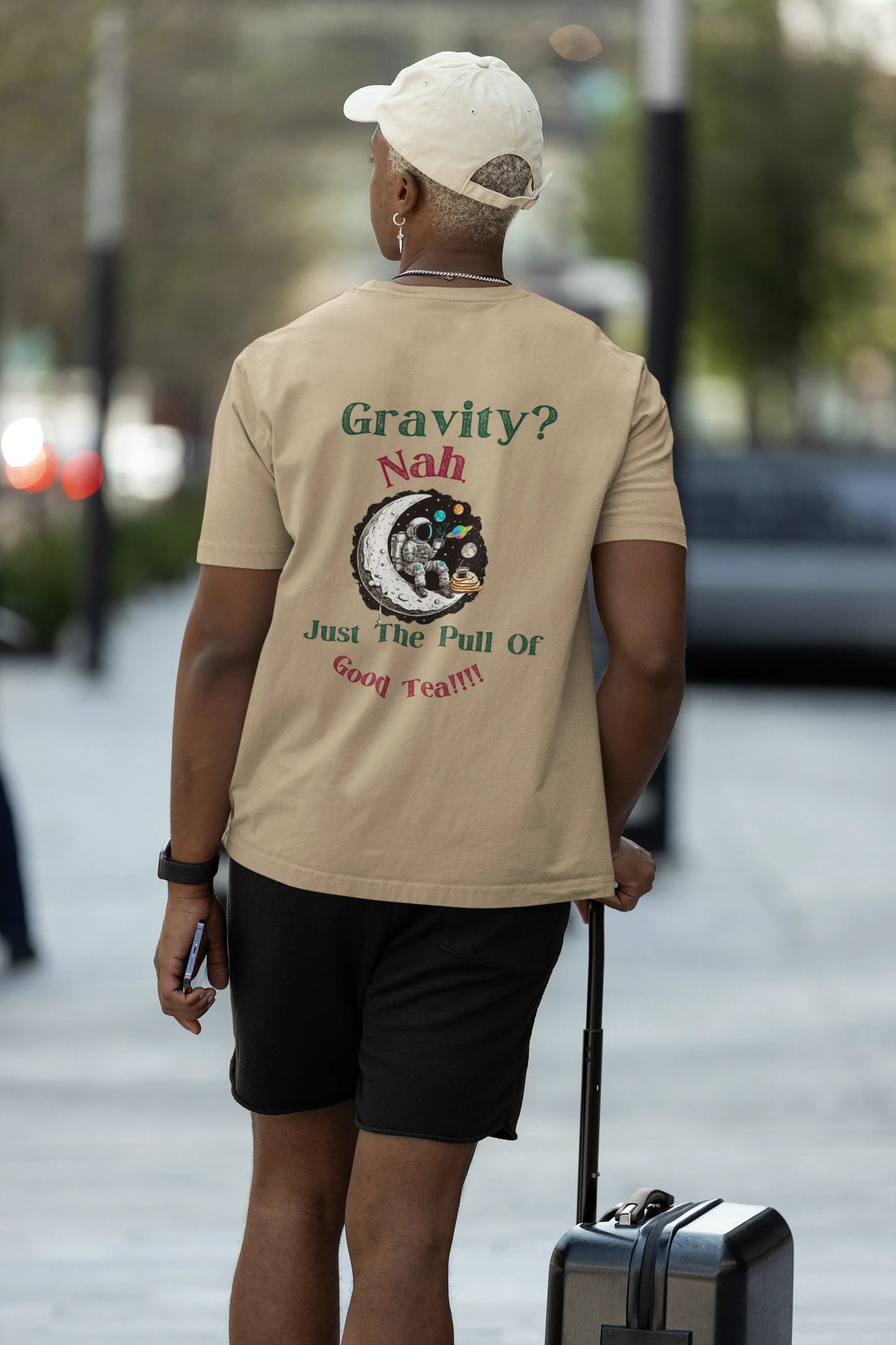 "Gravity? Nah - Just The Pull of Good Tea" | Men’s T-shirt for Tea Lovers