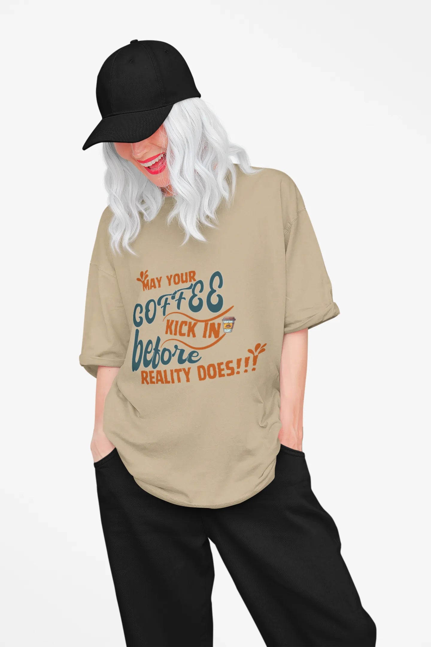 "May Your Coffee Kick In Before Reality Does" | Women’s Coffee Lovers T-shirt