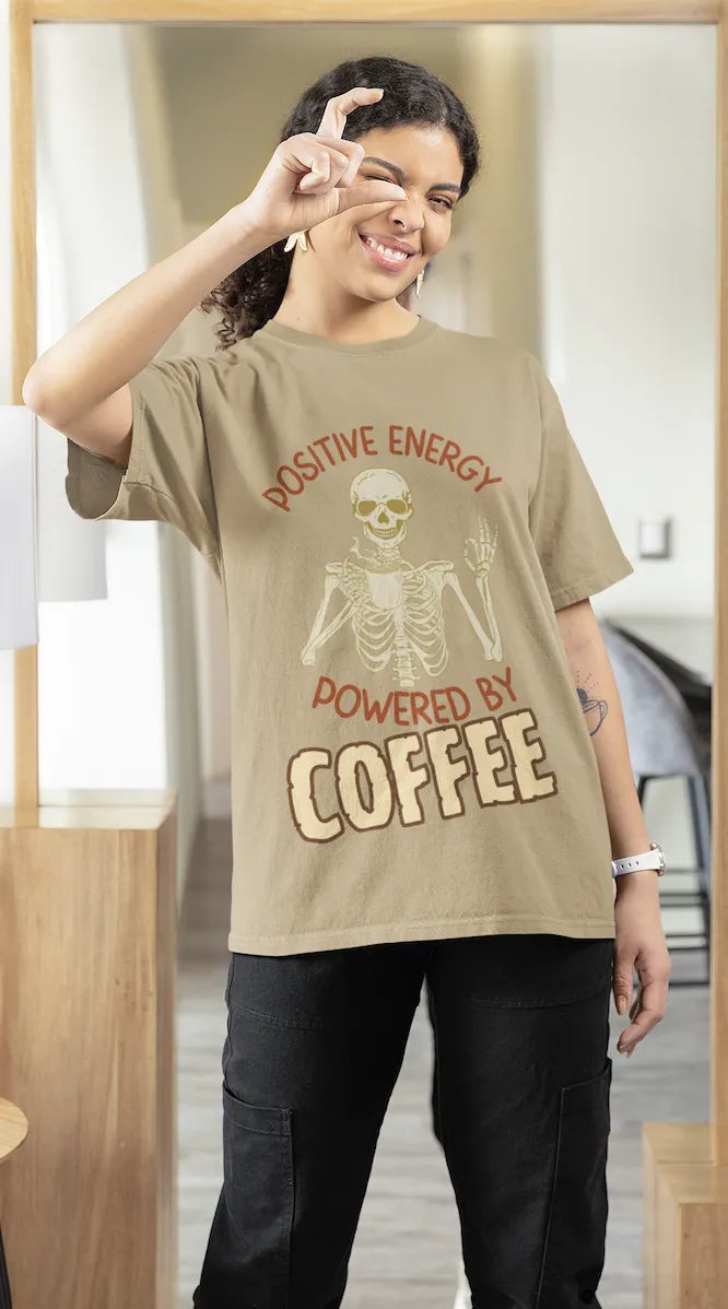 "Positive Energy Powered By Coffee" | Women’s Coffee Lovers T-shirt