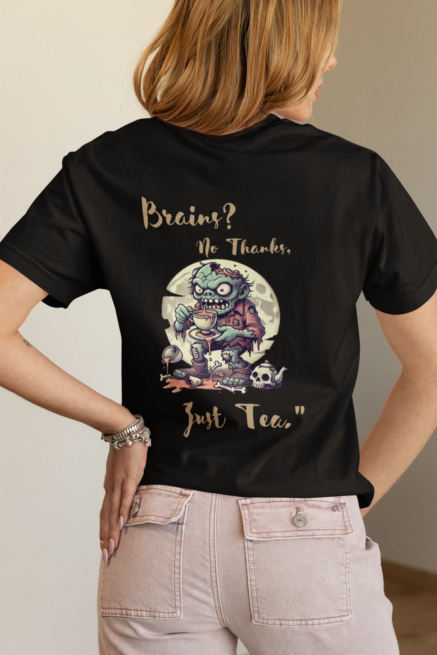"Brains? No Thanks, Just Tea" | Women’s T-shirt for Tea Lovers