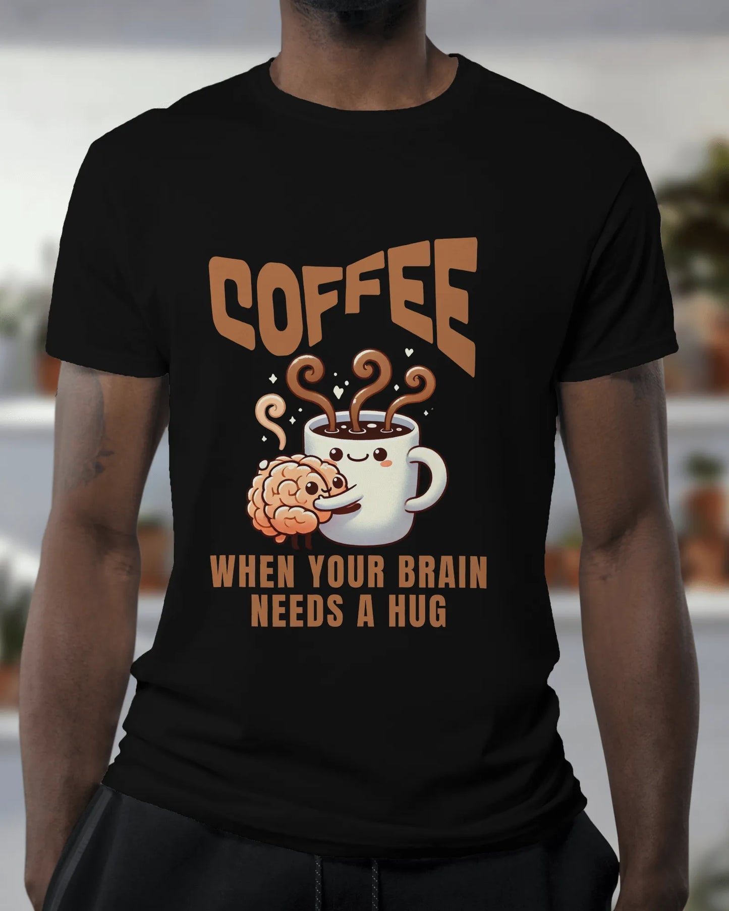 "Coffee - When Your Brain Needs A Hug" | Men’s Coffee Lovers T-shirt