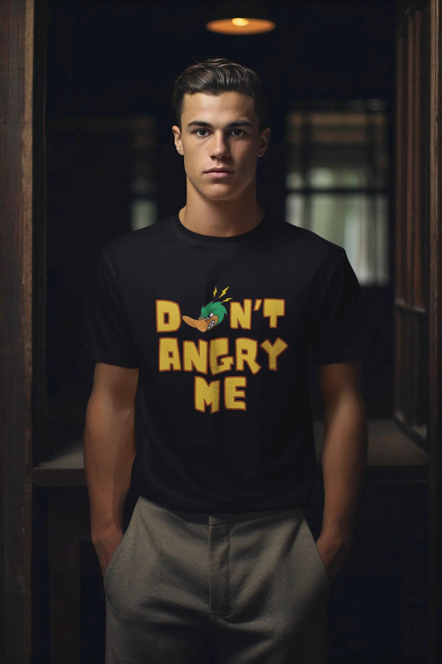 "Don’t Angry Me – Angry Duck Attitude T-Shirt" | Men’s T-shirt for Animal Lovers