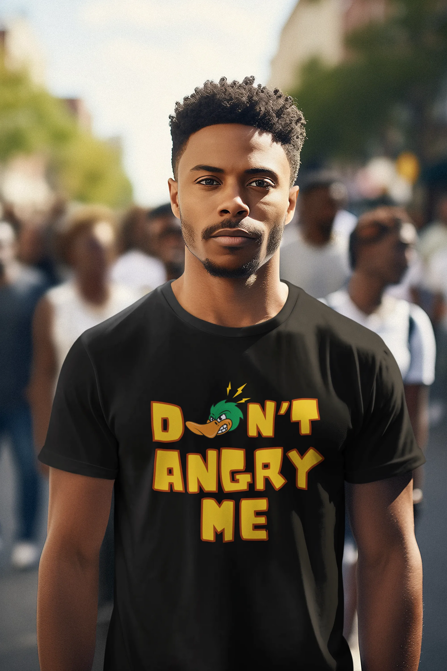 "Don’t Angry Me – Angry Duck Attitude T-Shirt" | Men’s T-shirt for Animal Lovers