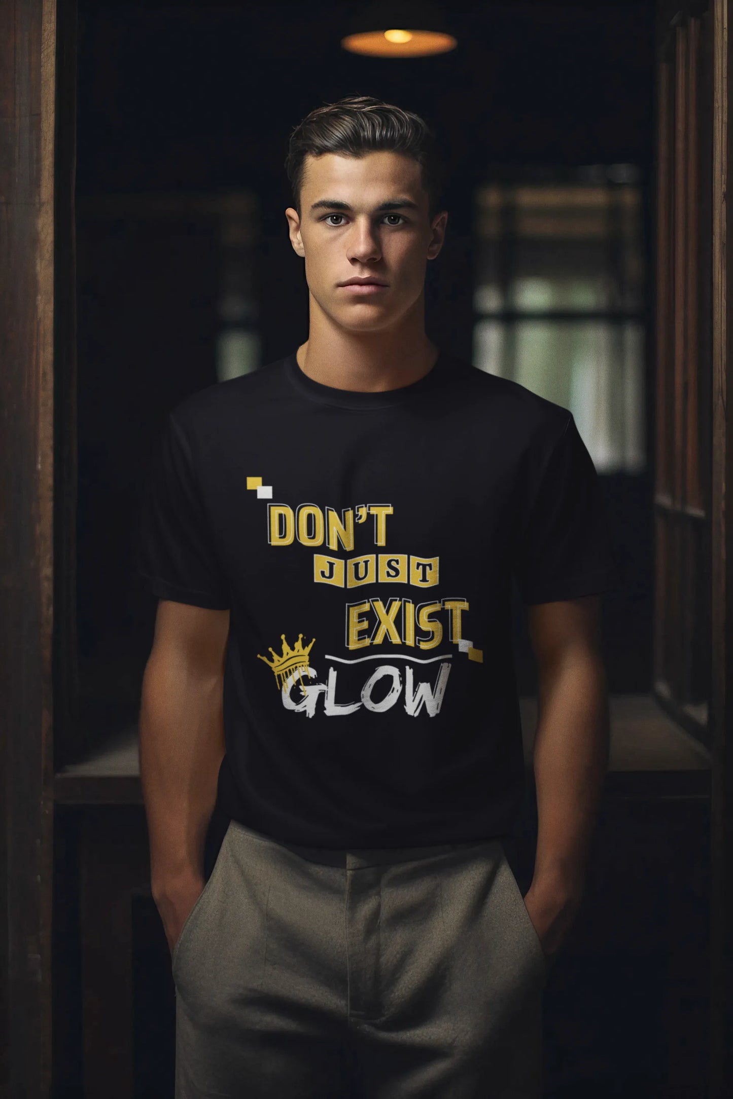 "Don't Just Exist - Glow" | Men’s Motivational T-shirt