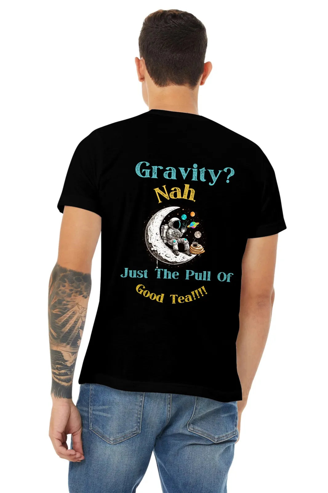 "Gravity? Nah - Just The Pull of Good Tea" | Men’s T-shirt for Tea Lovers