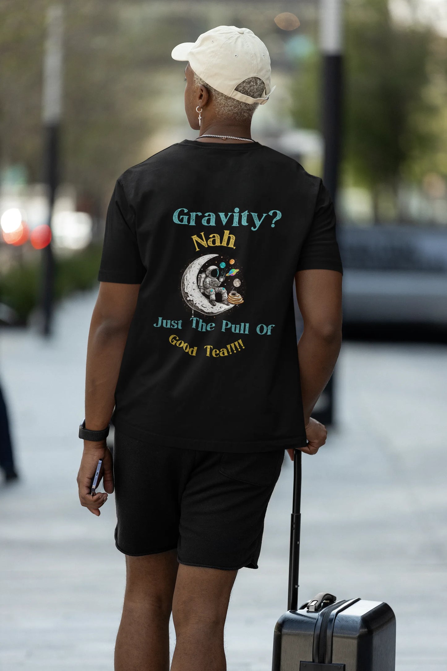 "Gravity? Nah - Just The Pull of Good Tea" | Men’s T-shirt for Tea Lovers