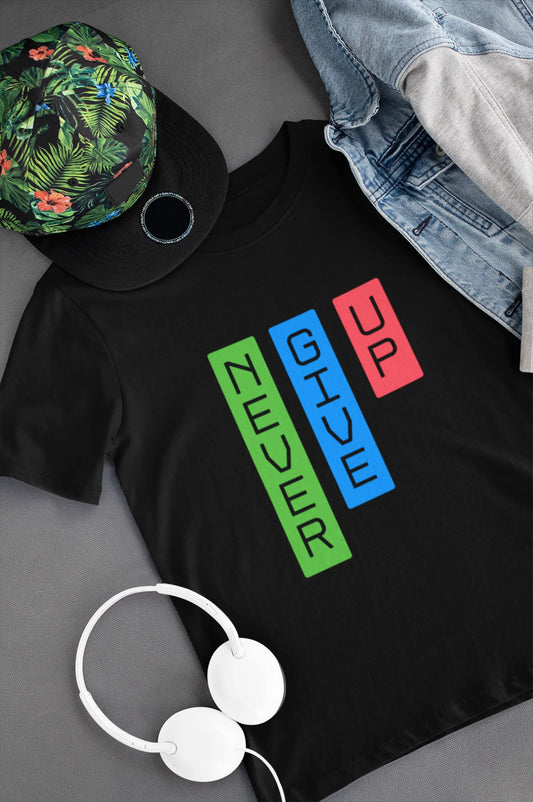 "Never Give Up" | Men’s Motivational T-shirt