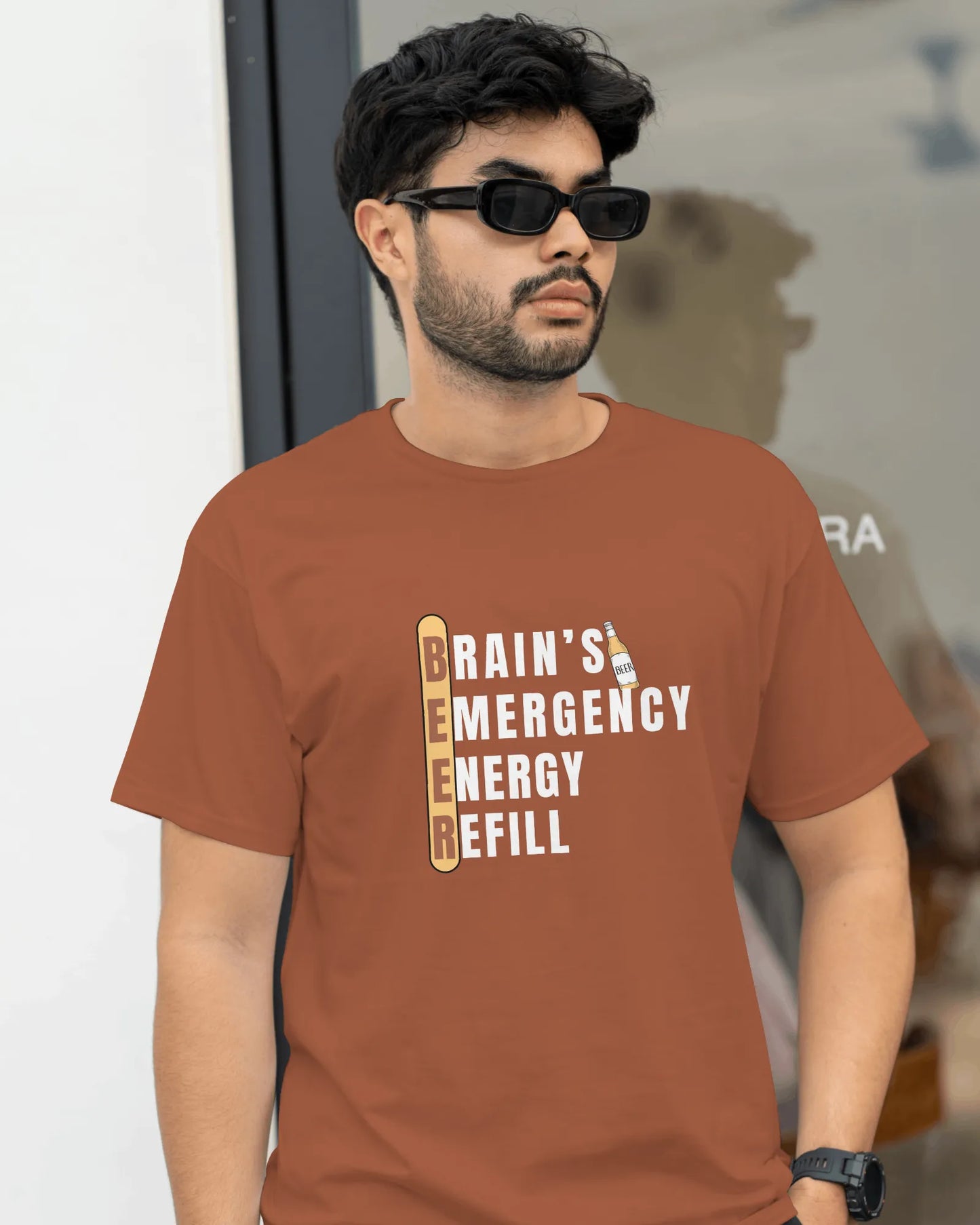"Brain Emergency_Energy Refill" | Men 's T-Shirt for Beer Lovers
