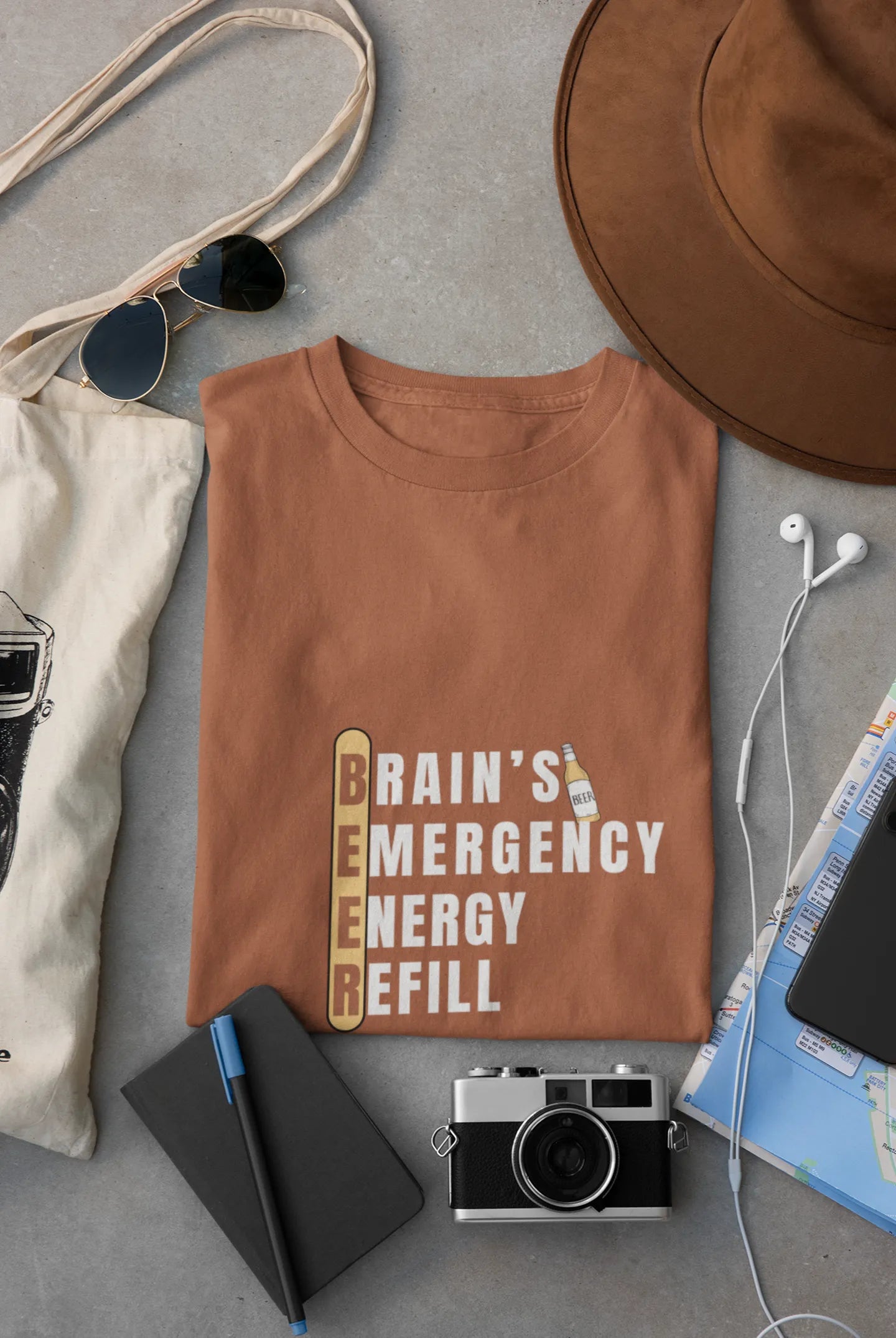 "Brain Emergency_Energy Refill" | Men 's T-Shirt for Beer Lovers