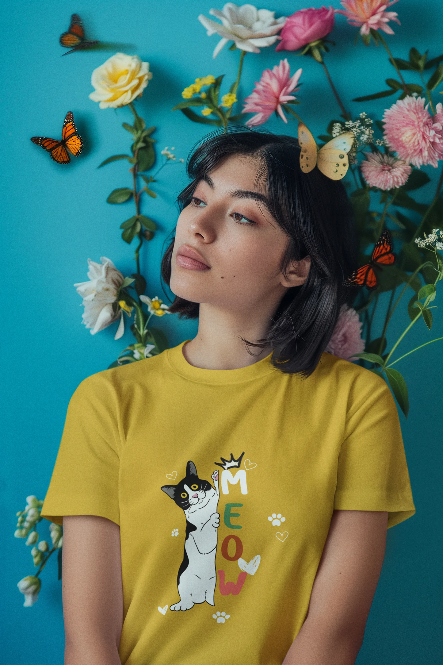 "Cute Cartoon Cat MEOW T-Shirt – Funny Kitty Graphic Tee for Cat Lovers" | Women’s T-shirt for Animal Lovers