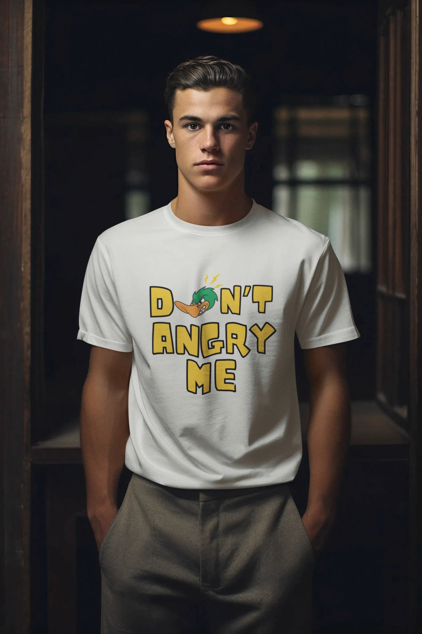 "Don’t Angry Me – Angry Duck Attitude T-Shirt" | Men’s T-shirt for Animal Lovers