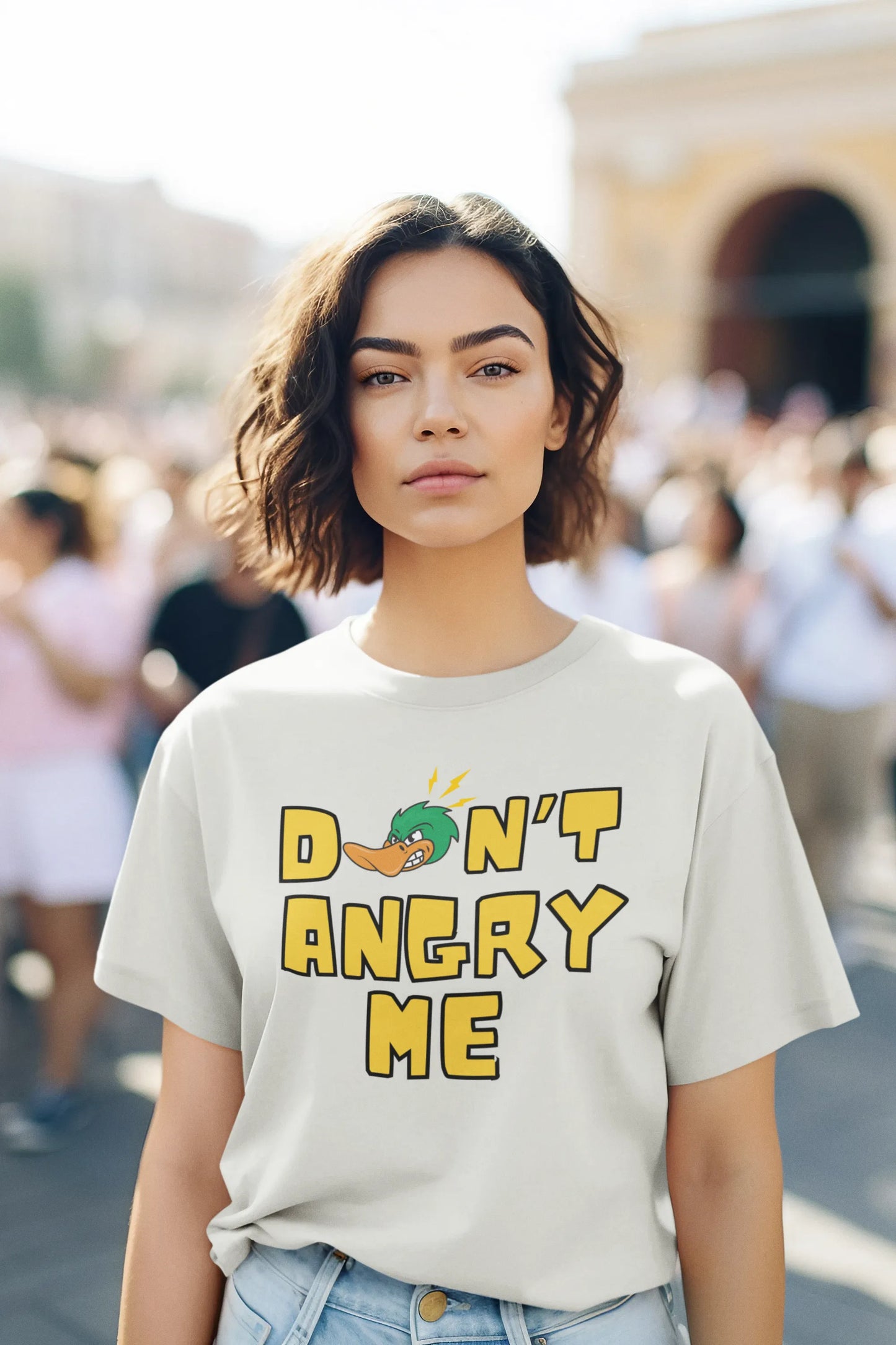 "Don’t Angry Me – Angry Duck Attitude T-Shirt" | Women’s T-shirt for Animal Lovers