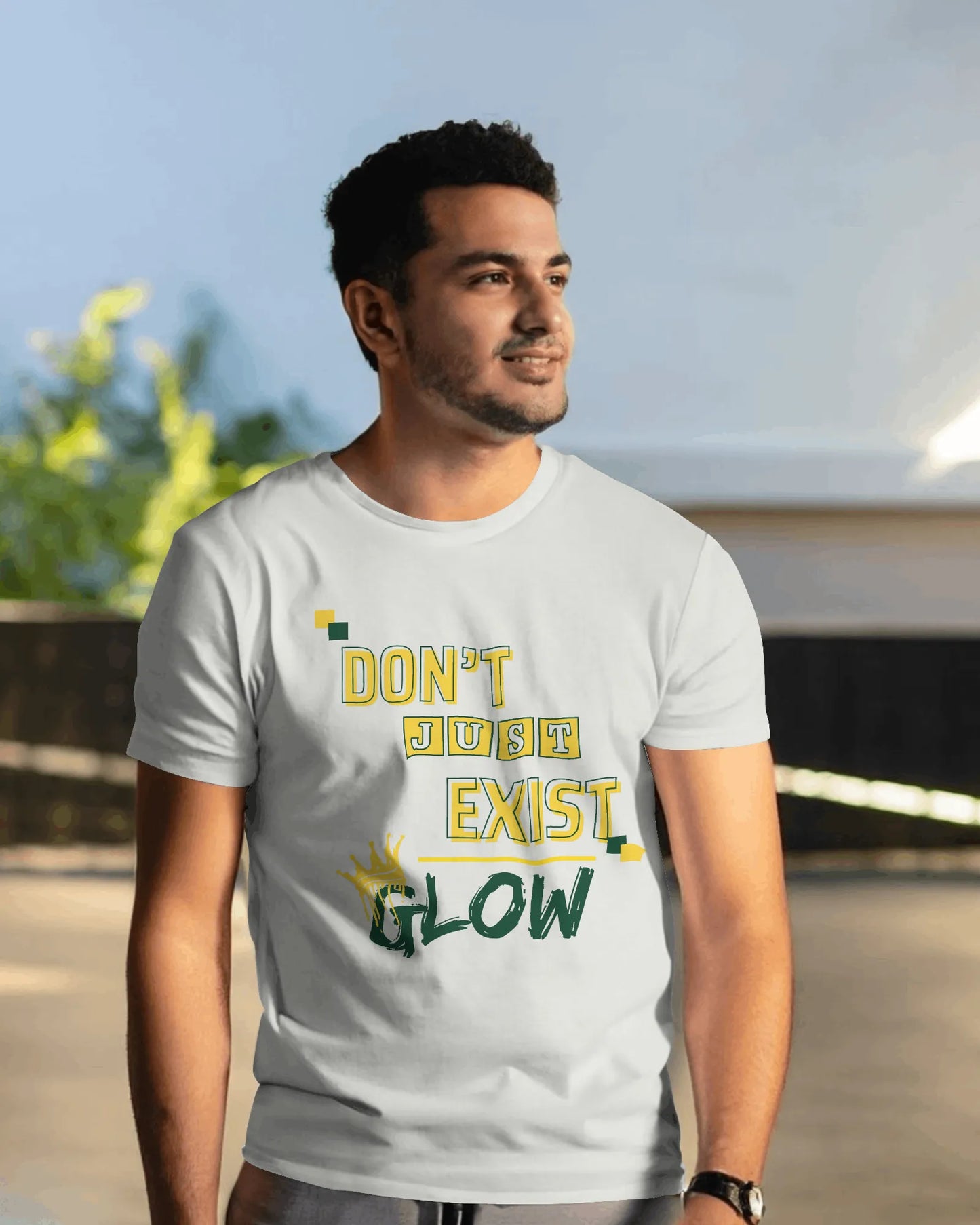 "Don't Just Exist - Glow" | Men’s Motivational T-shirt