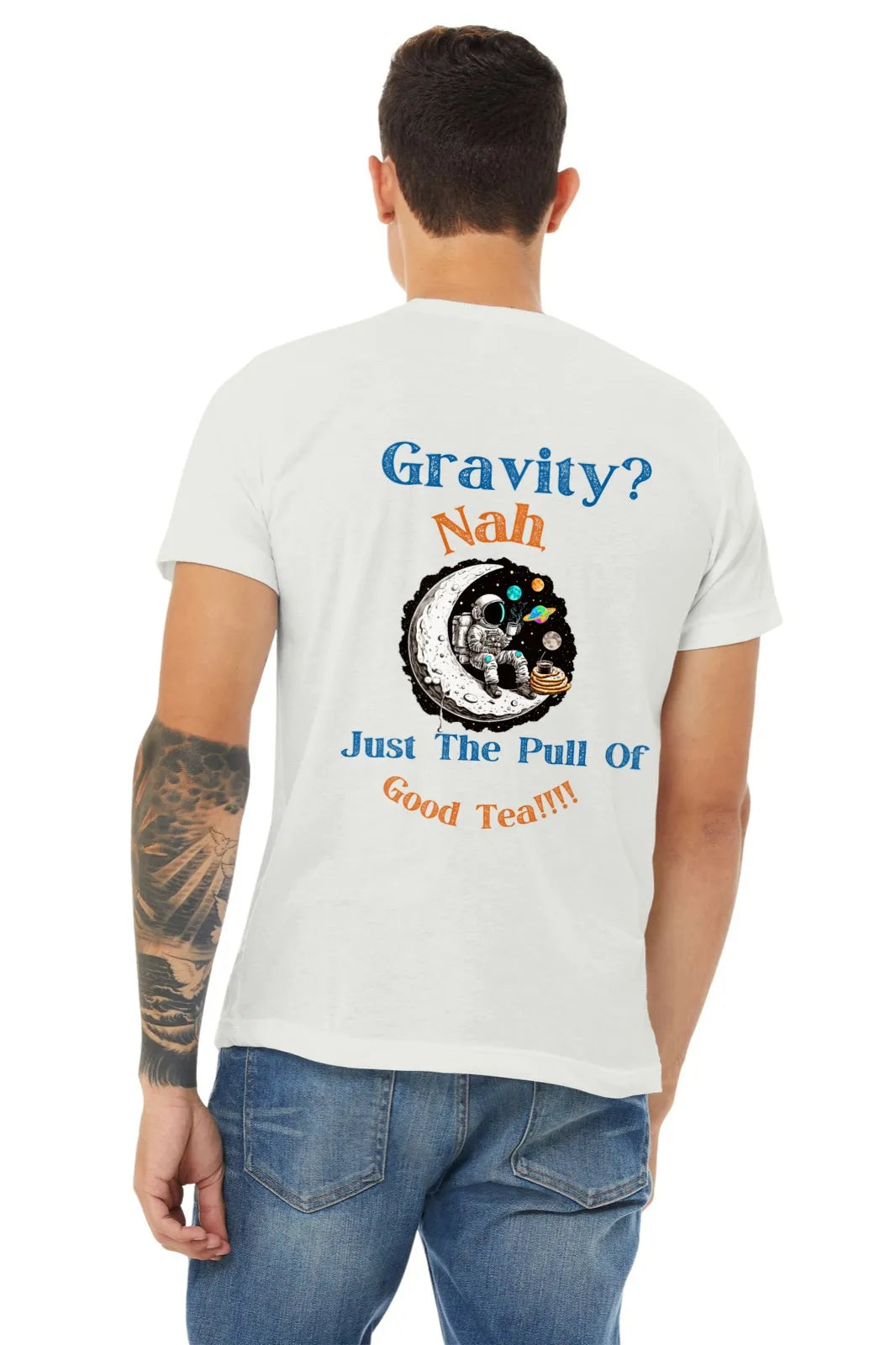 "Gravity? Nah - Just The Pull of Good Tea" | Men’s T-shirt for Tea Lovers