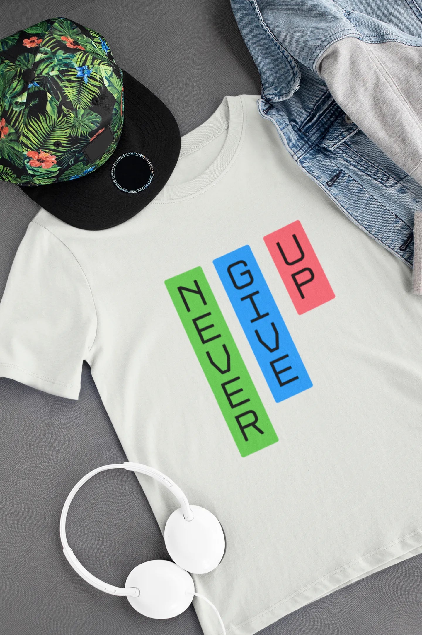 "Never Give Up" | Men’s Motivational T-shirt