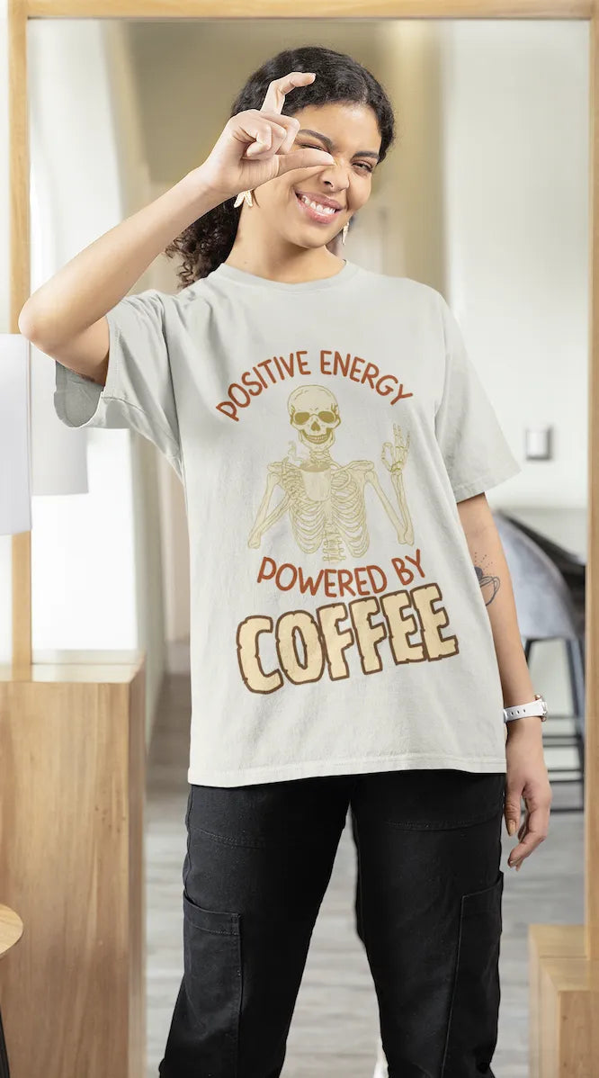"Positive Energy Powered By Coffee" | Women’s Coffee Lovers T-shirt
