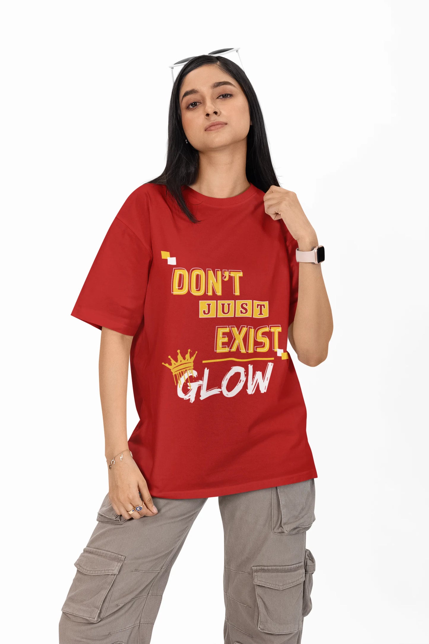 "Don't Just Exist_Glow" | Women’s Motivational T-shirt