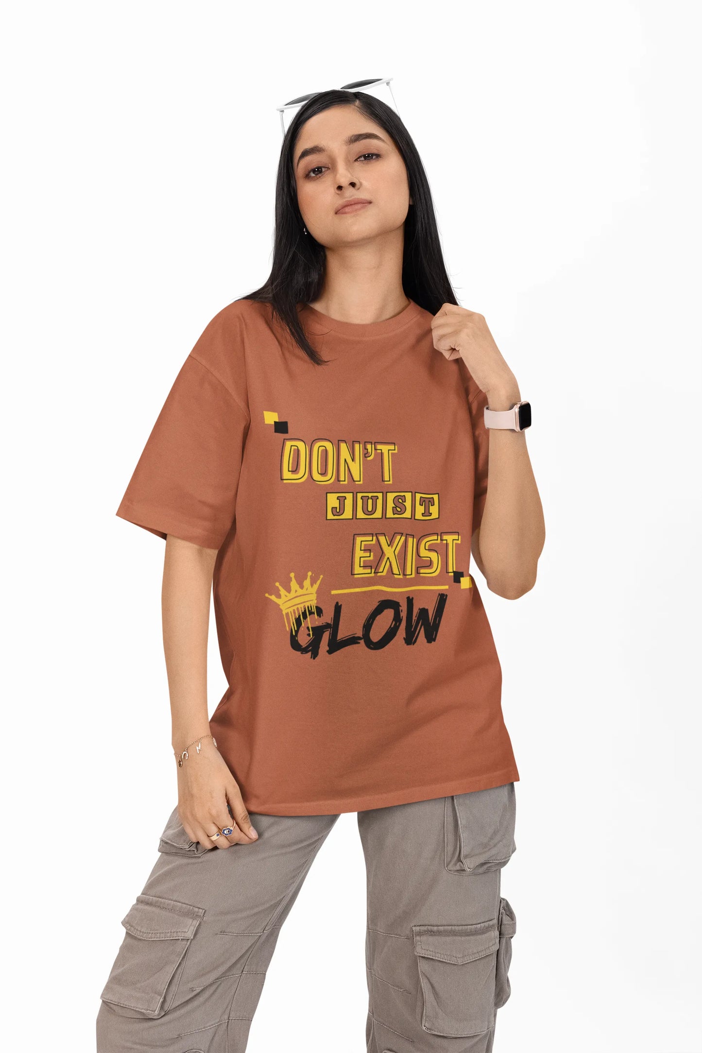 "Don't Just Exist_Glow" | Women’s Motivational T-shirt