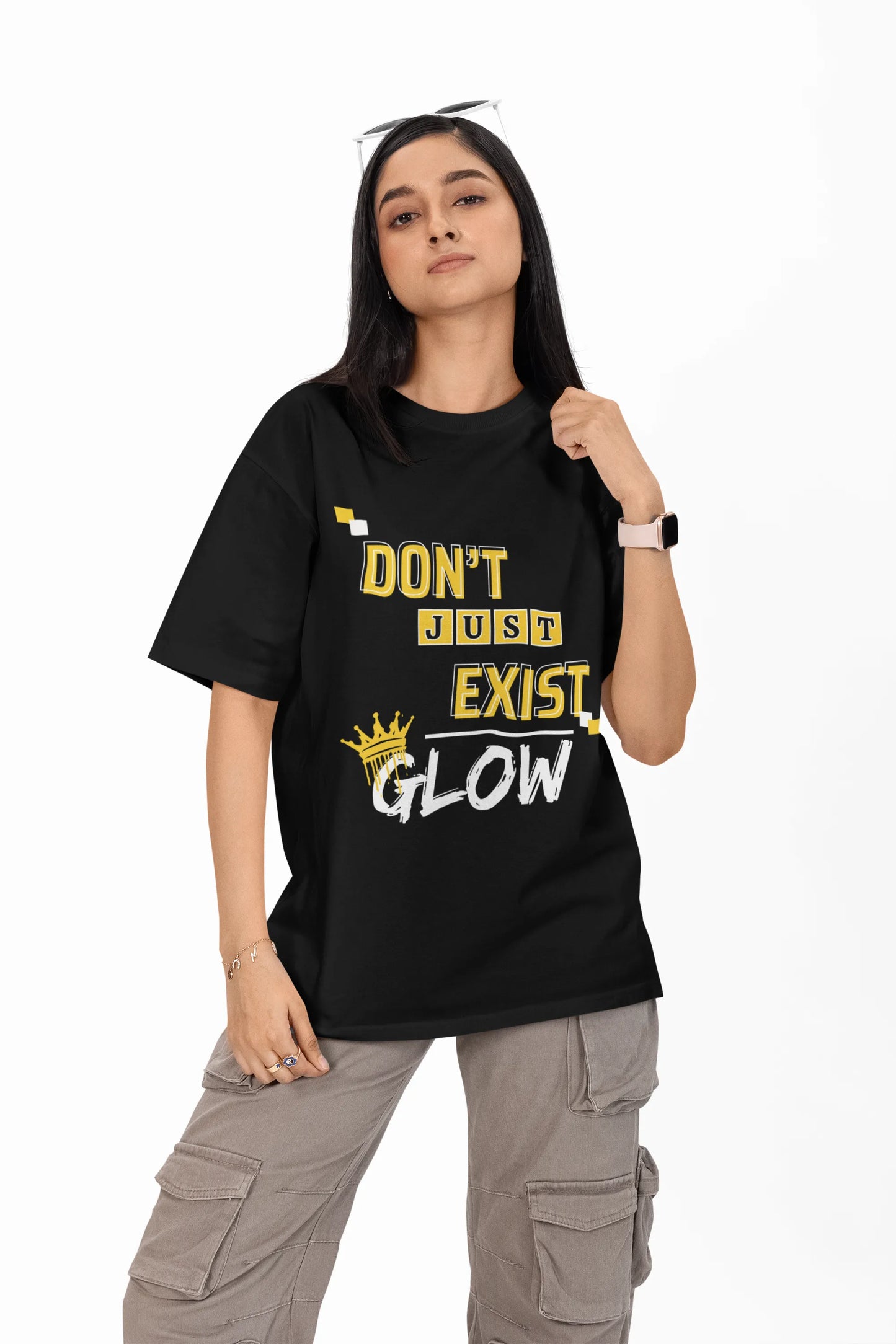 "Don't Just Exist_Glow" | Women’s Motivational T-shirt