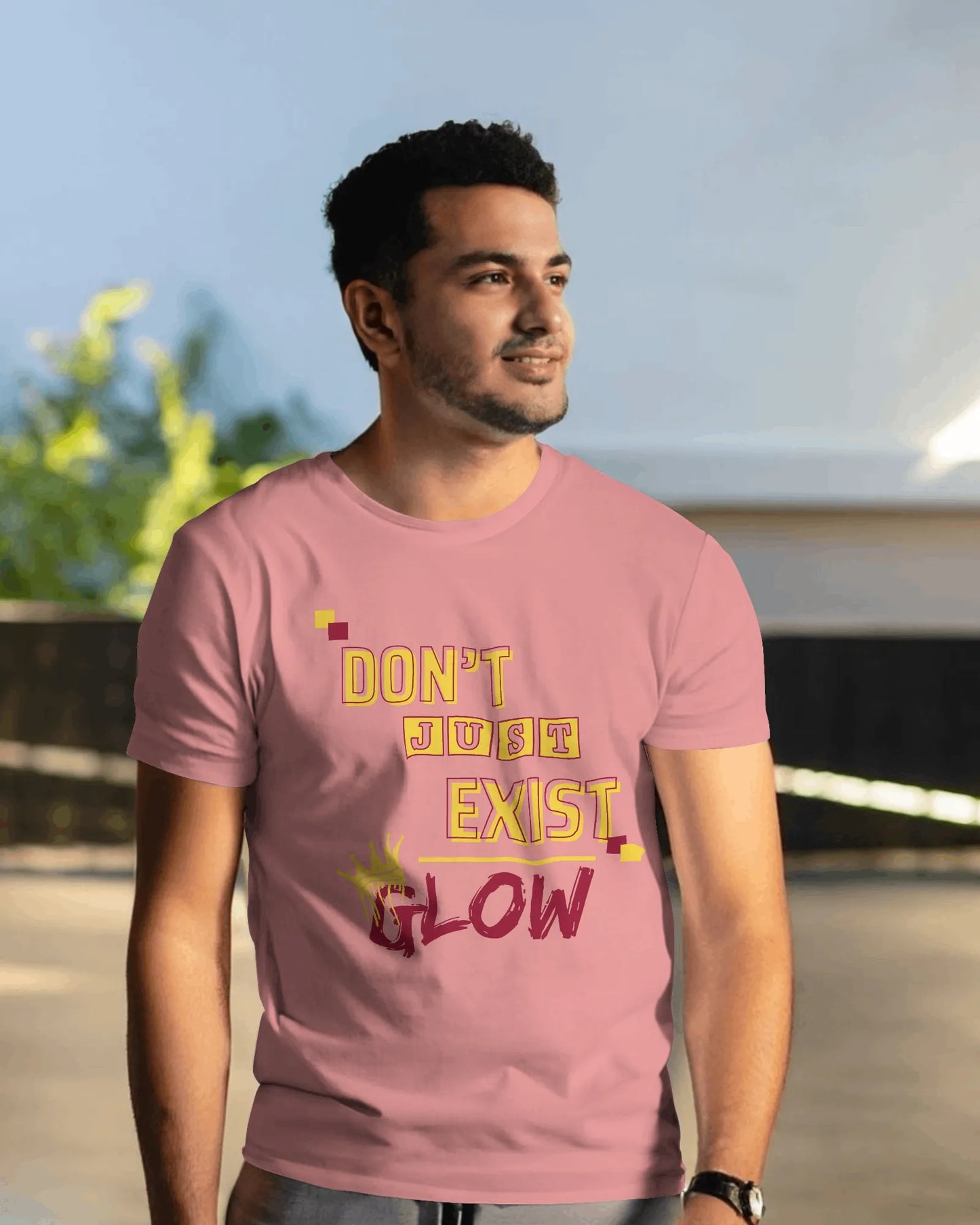 "Don't Just Exist - Glow" | Men’s Motivational T-shirt