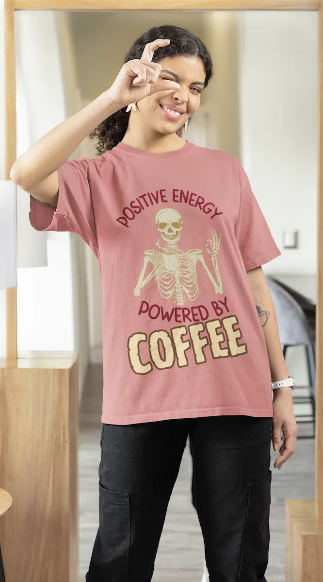 "Positive Energy Powered By Coffee" | Women’s Coffee Lovers T-shirt