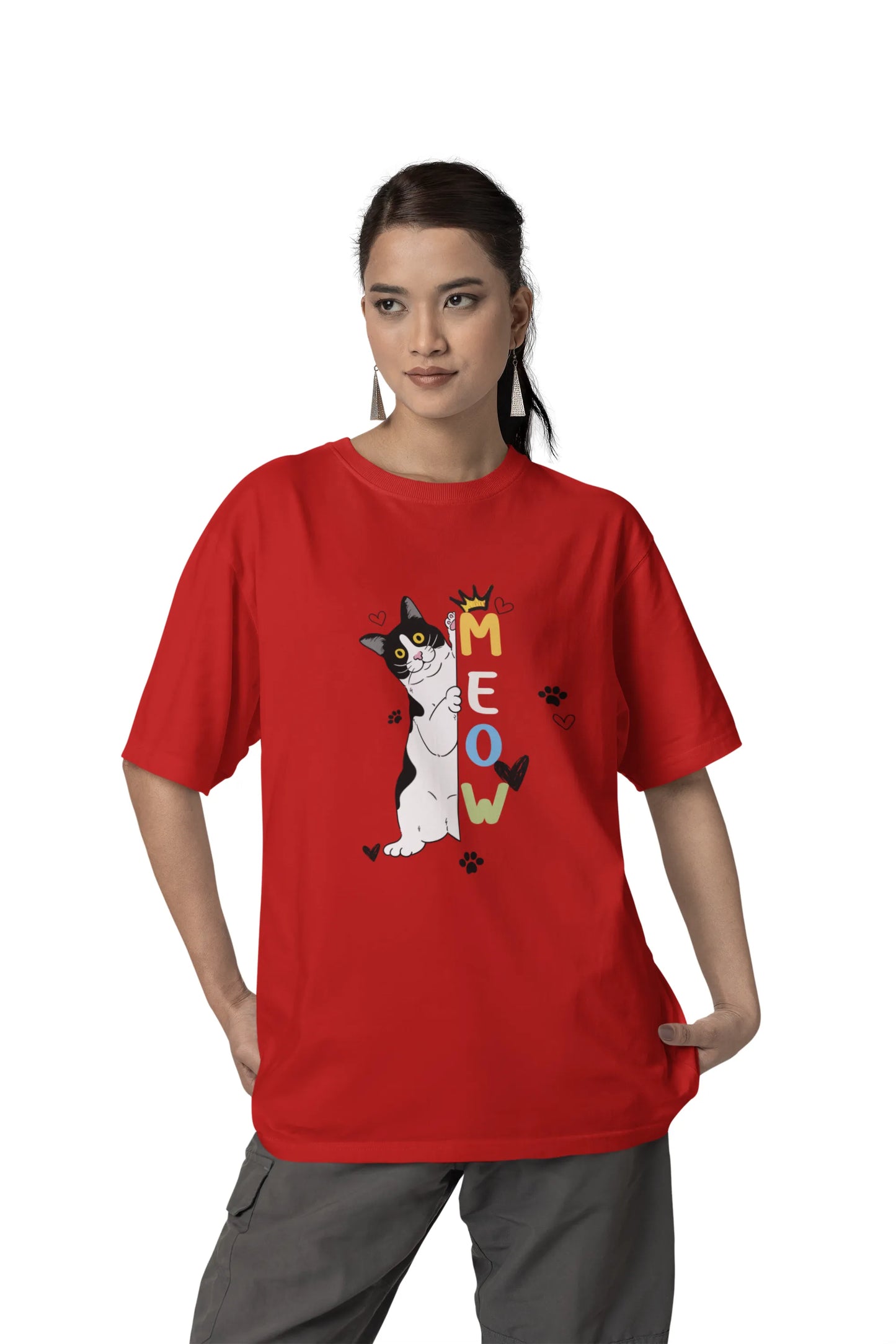 "Cute Cartoon Cat MEOW T-Shirt – Funny Kitty Graphic Tee for Cat Lovers" | Women’s T-shirt for Animal Lovers