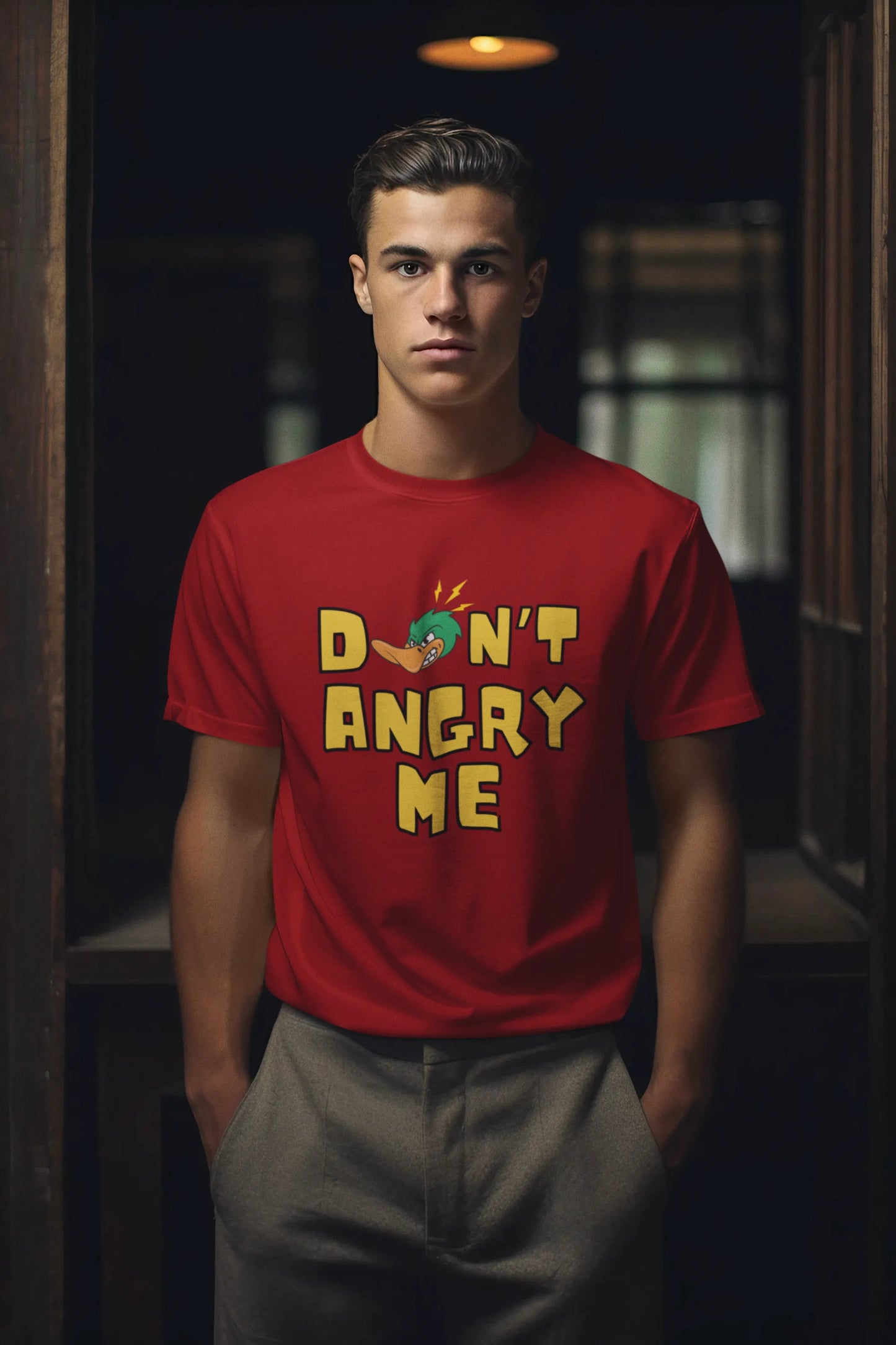 "Don’t Angry Me – Angry Duck Attitude T-Shirt" | Men’s T-shirt for Animal Lovers