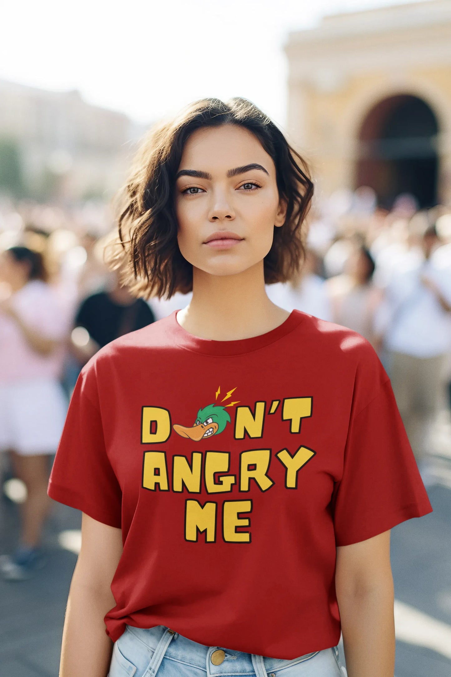 "Don’t Angry Me – Angry Duck Attitude T-Shirt" | Women’s T-shirt for Animal Lovers