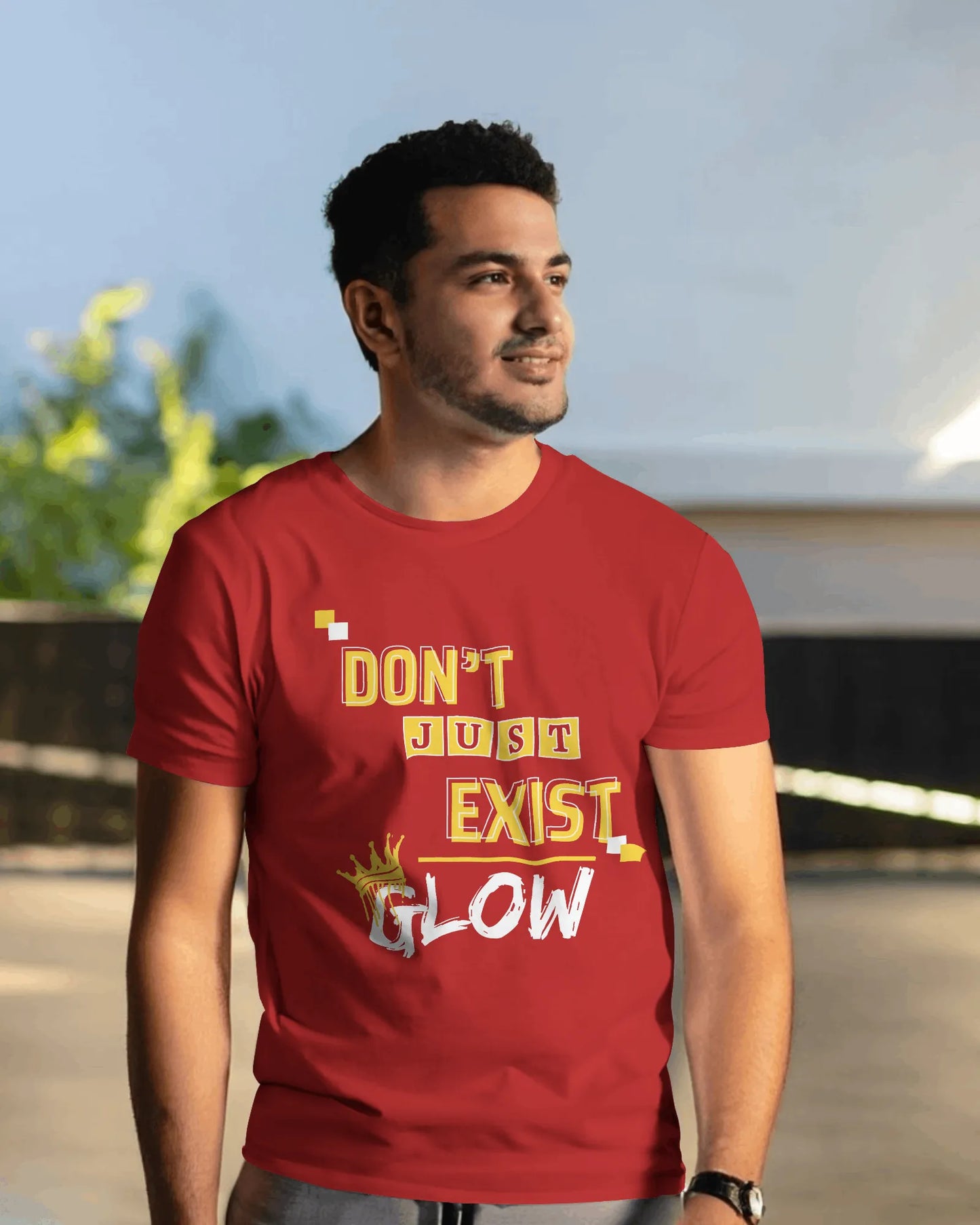 "Don't Just Exist - Glow" | Men’s Motivational T-shirt