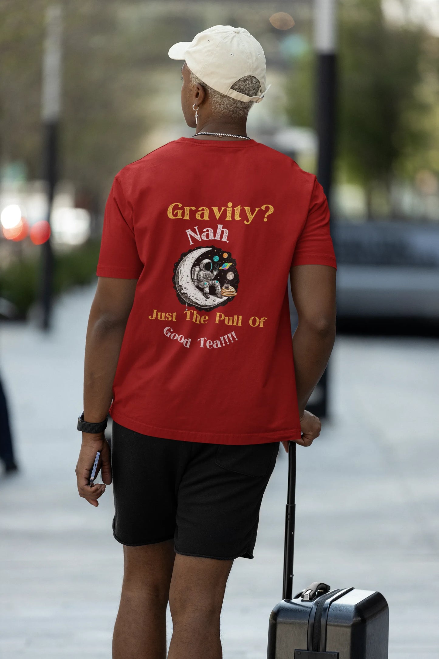 "Gravity? Nah - Just The Pull of Good Tea" | Men’s T-shirt for Tea Lovers