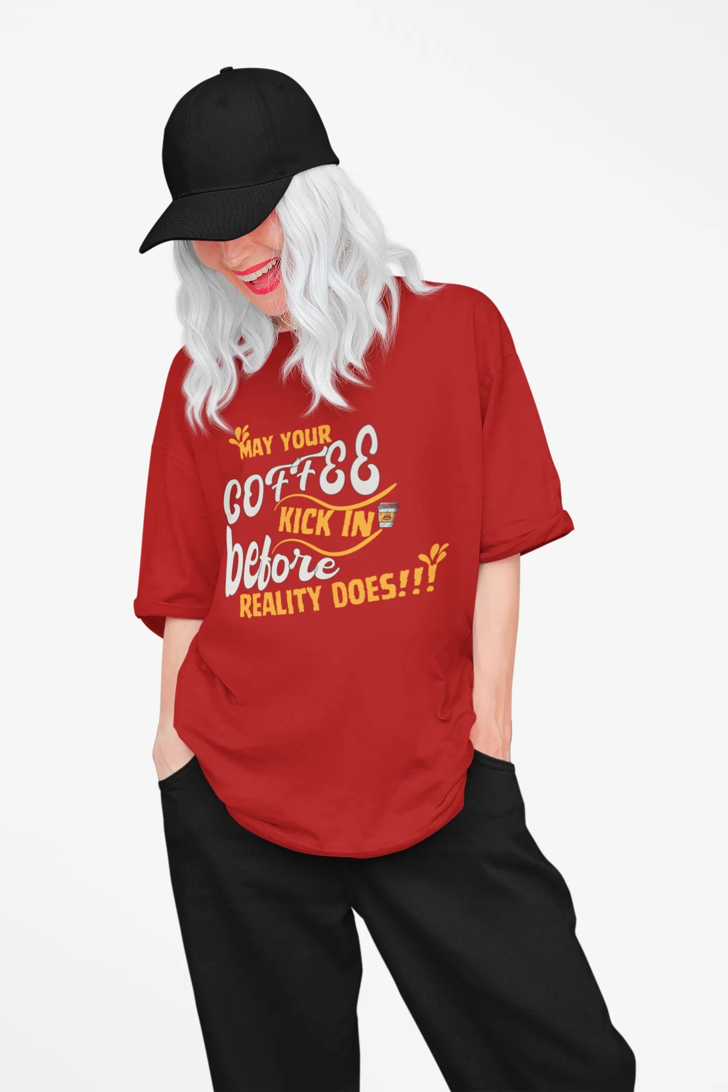 "May Your Coffee Kick In Before Reality Does" | Women’s Coffee Lovers T-shirt