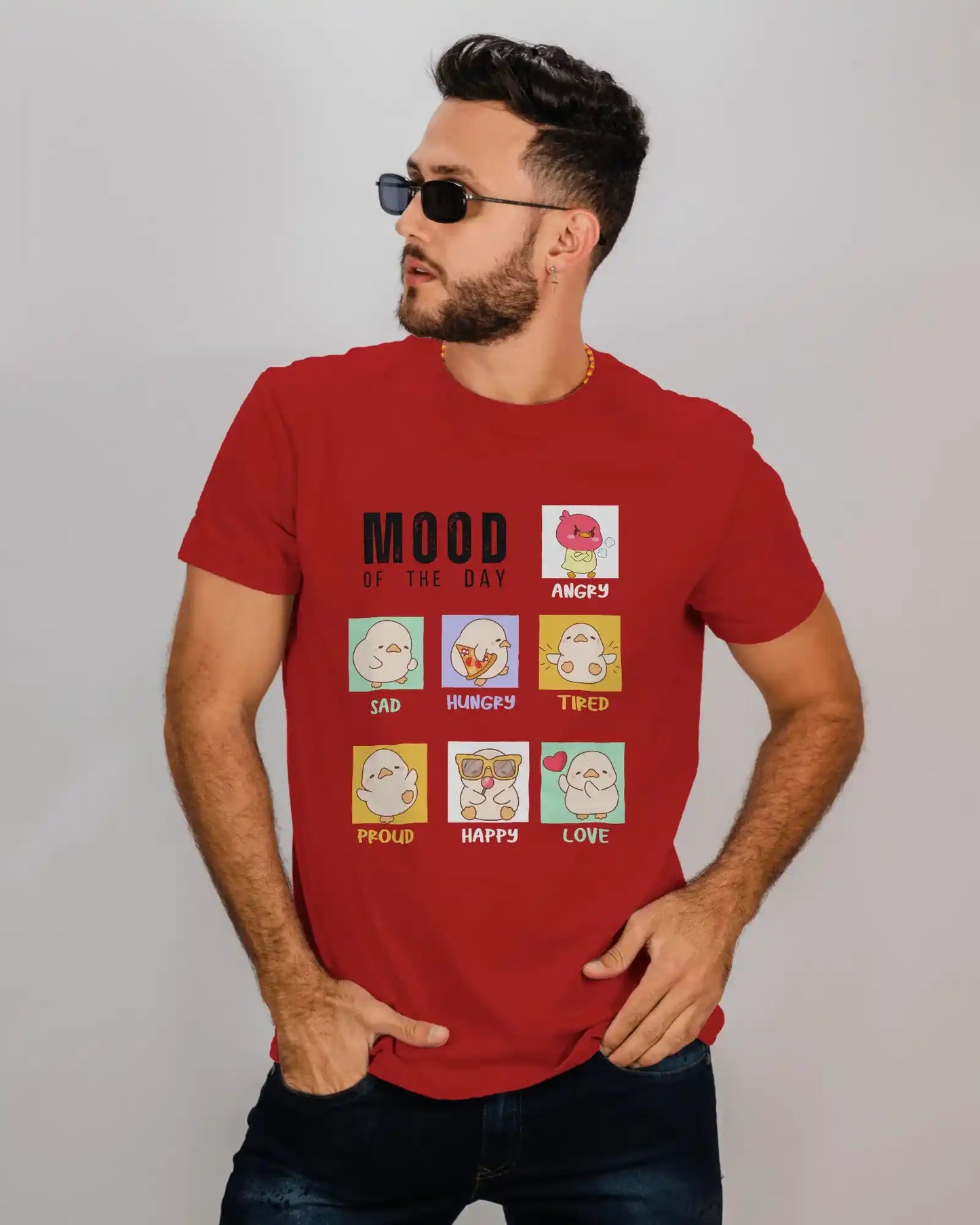 "Mood Chick Emotions T-Shirt – Cute Kawaii Cartoon Tee" | Men’s T-shirt for Animal Lovers